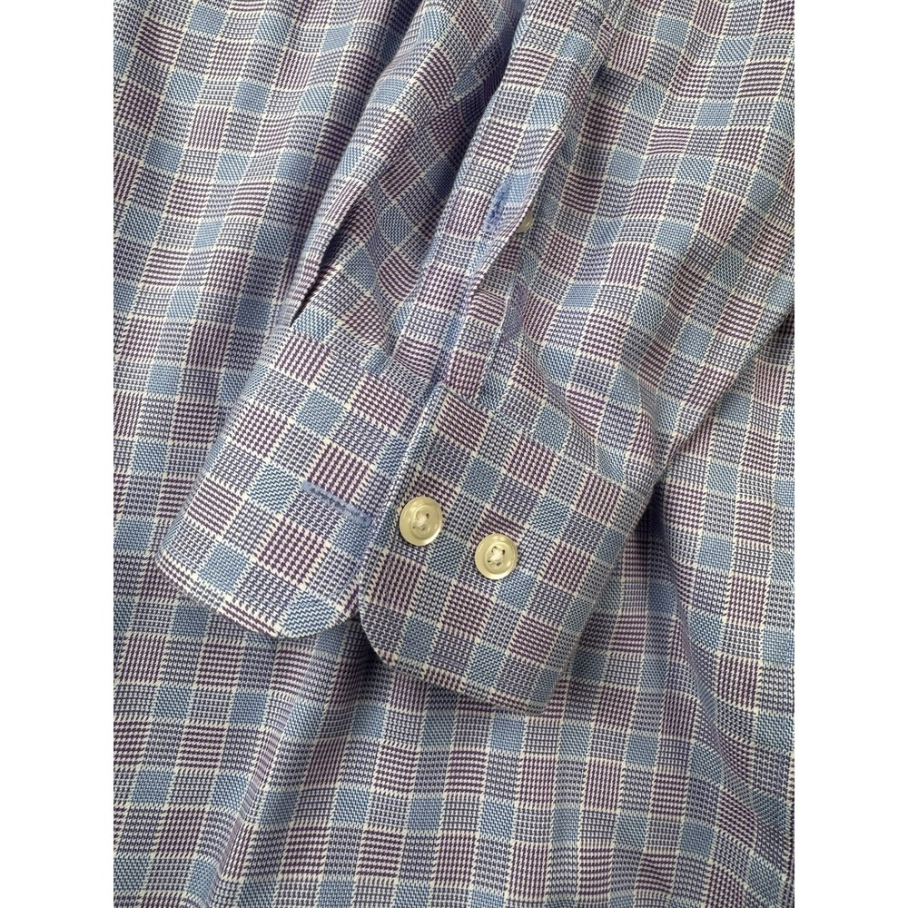 Pronto Uomo Non-Iron Classic Fit Blue Purple Check Dress Shirt 18 32/33 - Picture 4 of 8